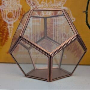 World Market Glass & Brass Display Decor Terrarium Box Geometric Planter